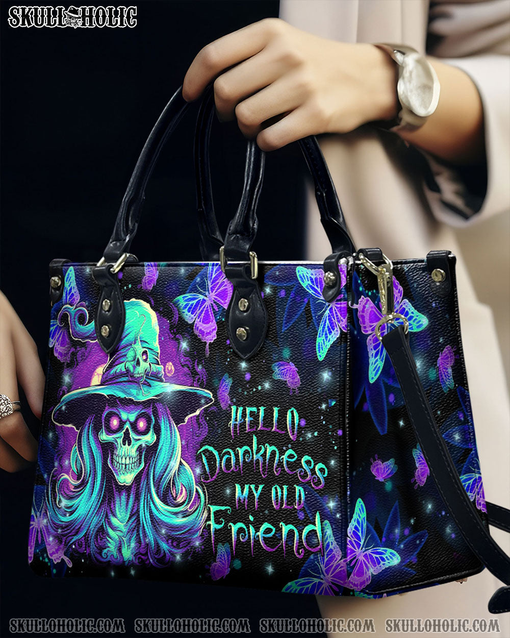 HELLO DARKNESS MY OLD FRIEND HALLOWEEN LEATHER HANDBAG - YHLN1508244