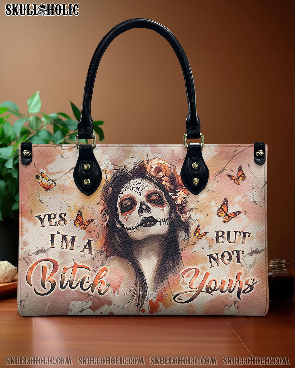 YES I'M A B BUT NOT YOURS LEATHER HANDBAG - YHLT2511245