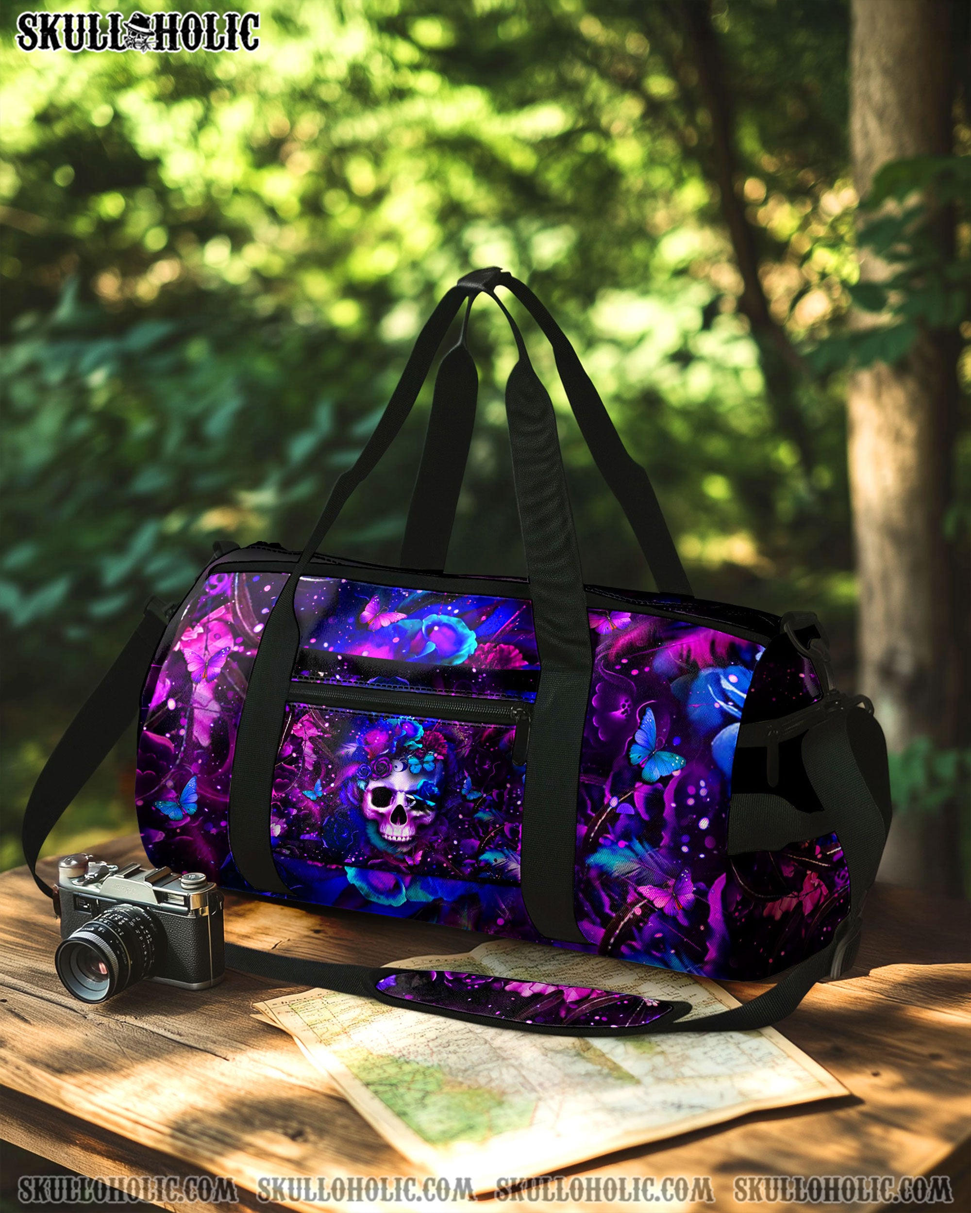 GLOWING SKULL FLOWER TRAVELLING BAG - YHLT2708254