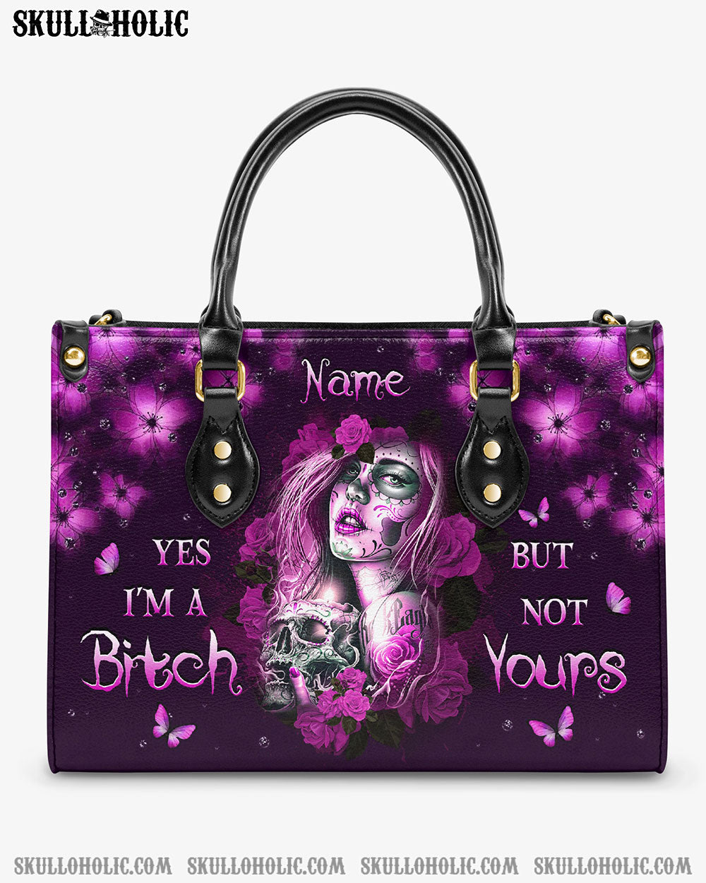 YES I'M A B BUT NOT YOURS LEATHER HANDBAG - YHKD2703242