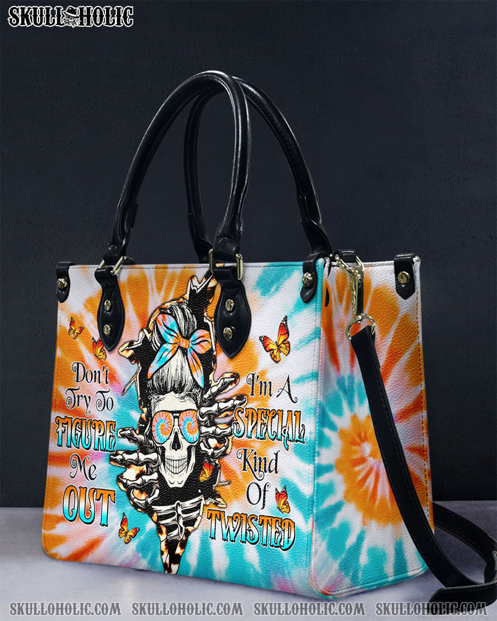 DON'T TRY TO FIGURE ME OUT TIE DYE MESSY BUN LEATHER HANDBAG - TLTW1307241