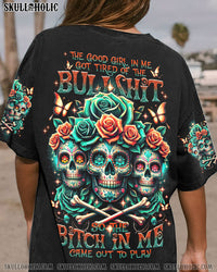 THE GOOD GIRL IN ME 3 SKULLS ROSE ALL OVER PRINT - TLNT0811232
