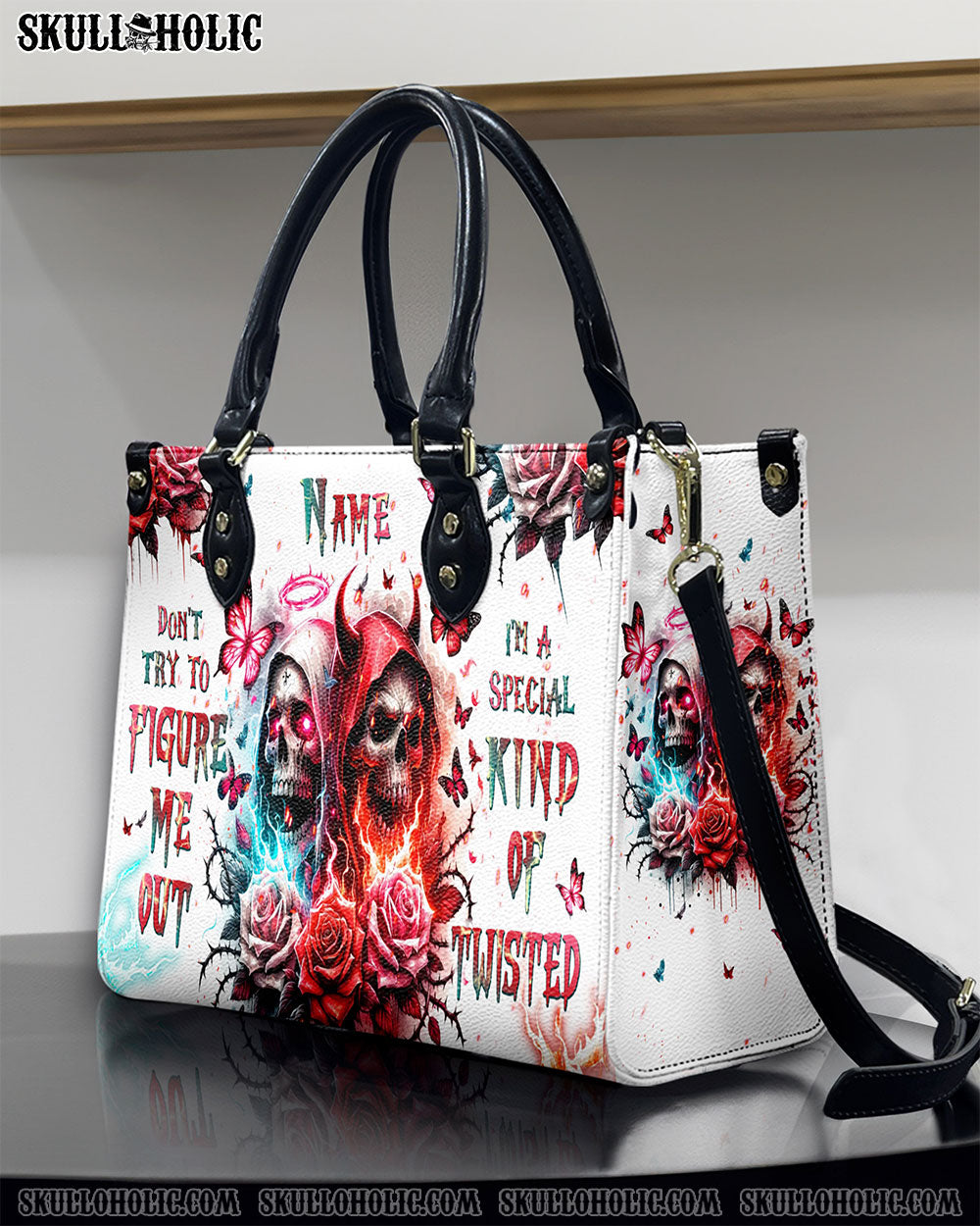 DON'T TRY TO FIGURE ME OUT SKULL LEATHER HANDBAG - TLPQ2503243