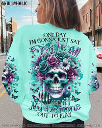 ONE DAY I'M GONNA JUST SAY F IT ALL SKULL FLORAL ALL OVER PRINT - TLTR2111235
