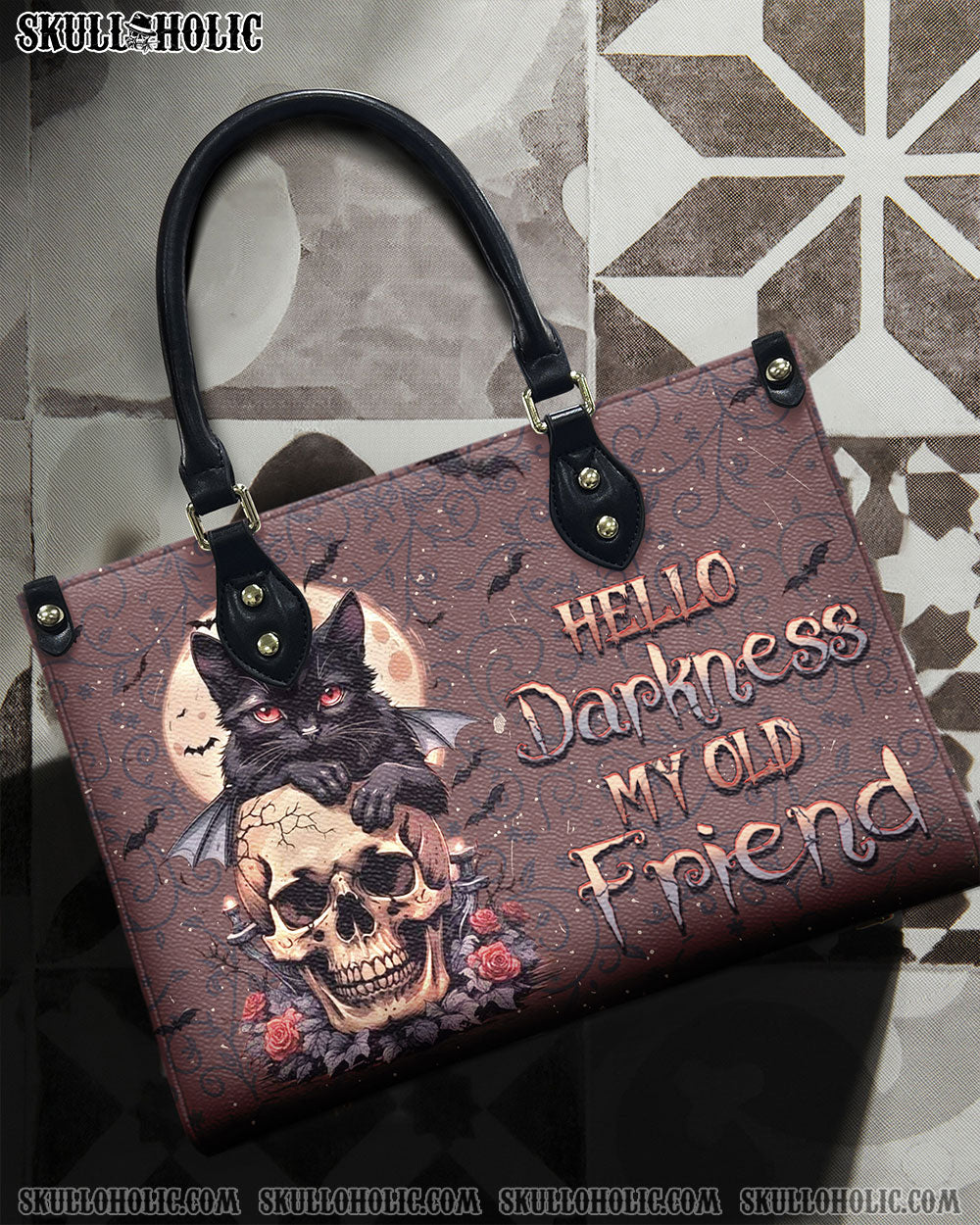 HELLO DARKNESS MY OLD FRIEND HALLOWEEN LEATHER HANDBAG - YHHN2608244