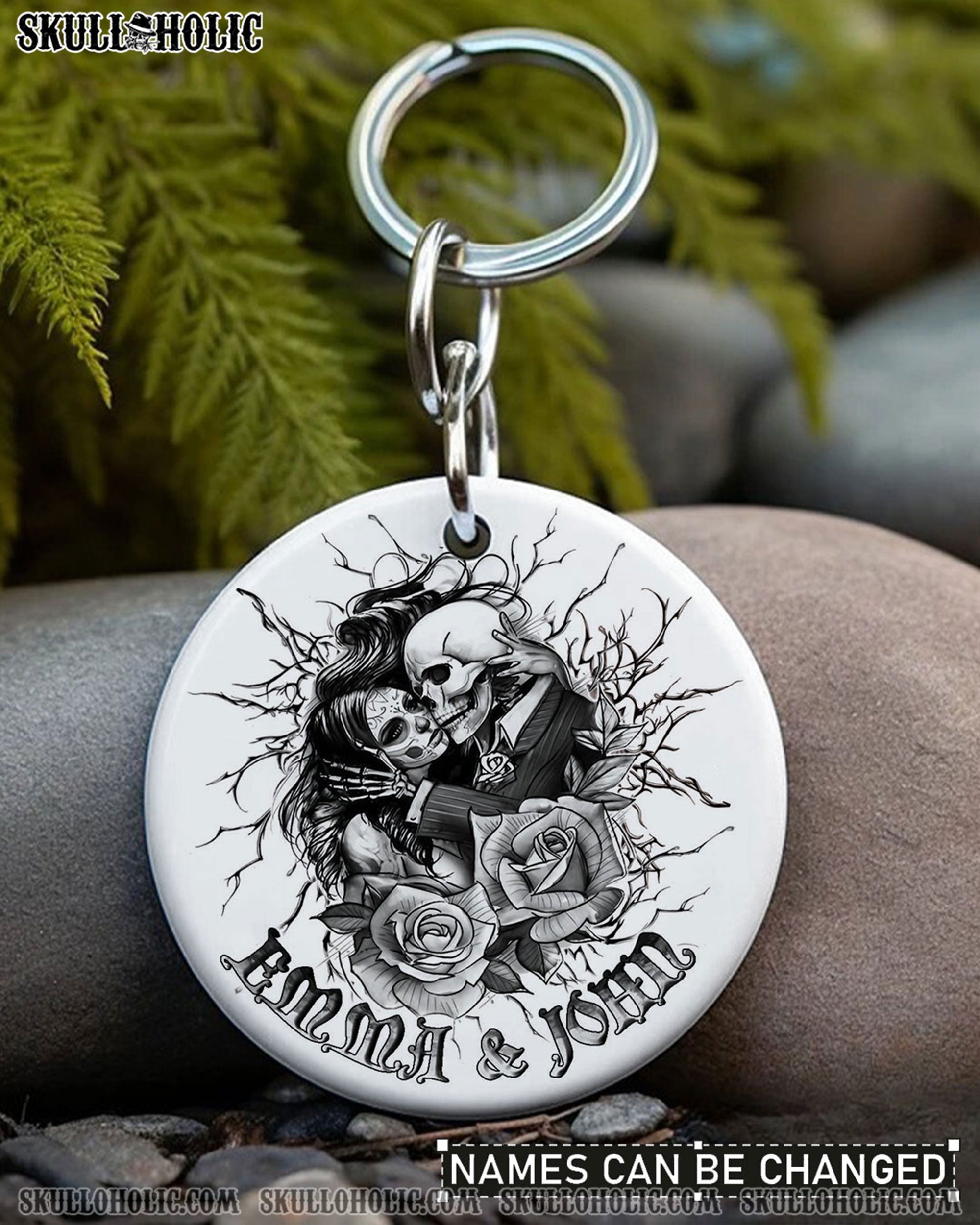 SKULL TATTOO COUPLE ORNAMENT & KEYCHAIN - YHLN1209255