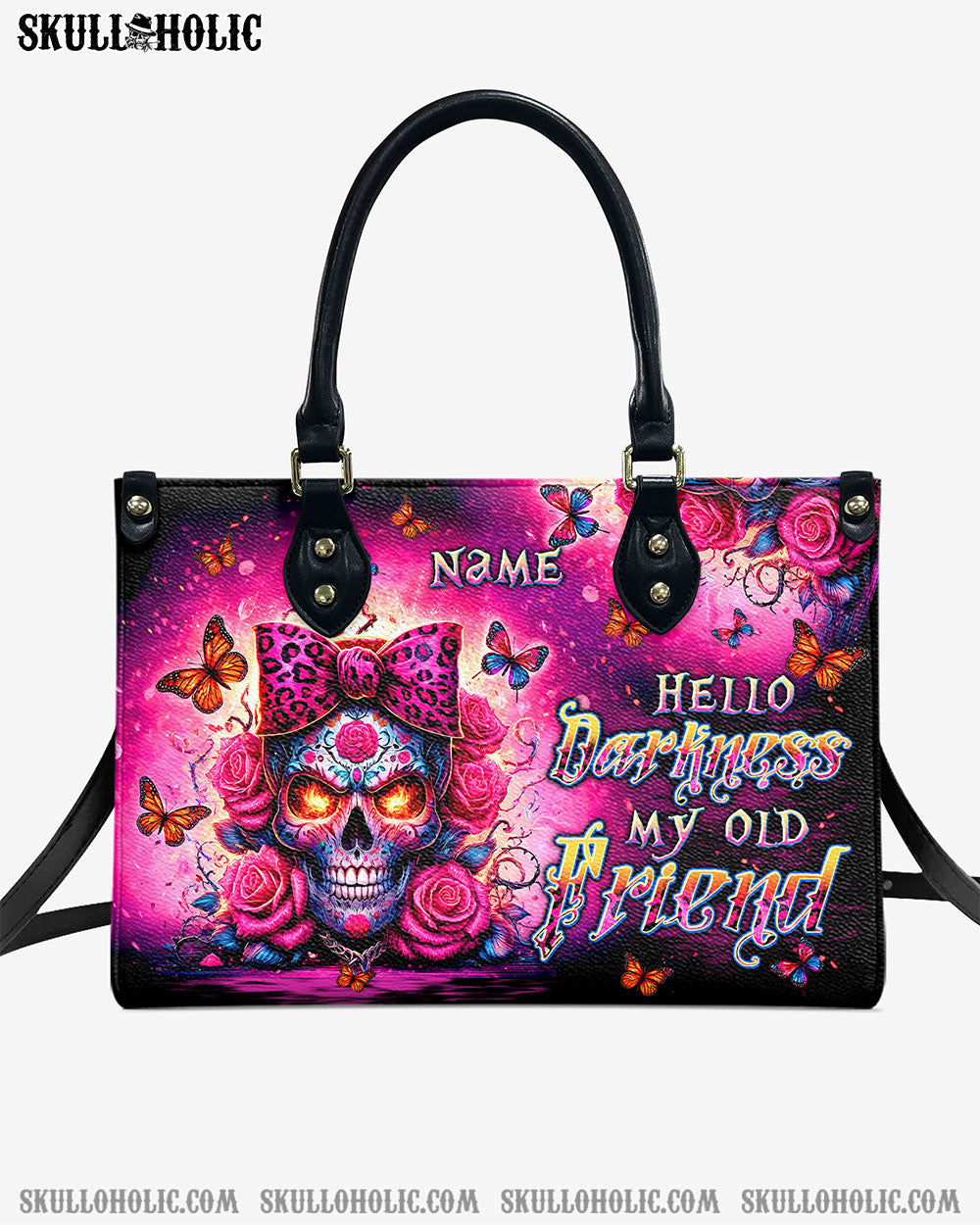 HELLO DARKNESS MY OLD FRIEND SUGAR SKULL LEATHER HANDBAG - TLTW0306241