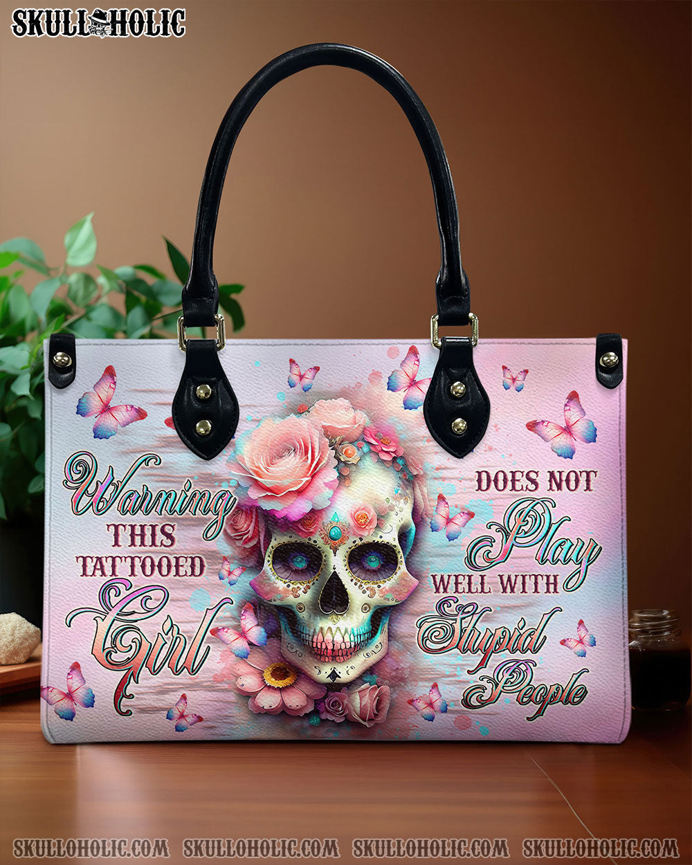 WARNING THIS TATTOOED GIRL  LEATHER HANDBAG - TLTW2211243