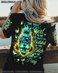 THE GOOD GIRL IN ME MESSY BUN SUNFLOWER ALL OVER PRINT - TLTW0801242