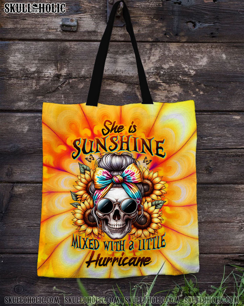 SHE IS SUNSHINE SKULL TIE DYE TOTE BAG - TLTW0711238