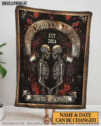 PERSONALIZED TILL DEATH DO US PART SKULL COUPLE FLEECE BLANKET - YHLN2602254