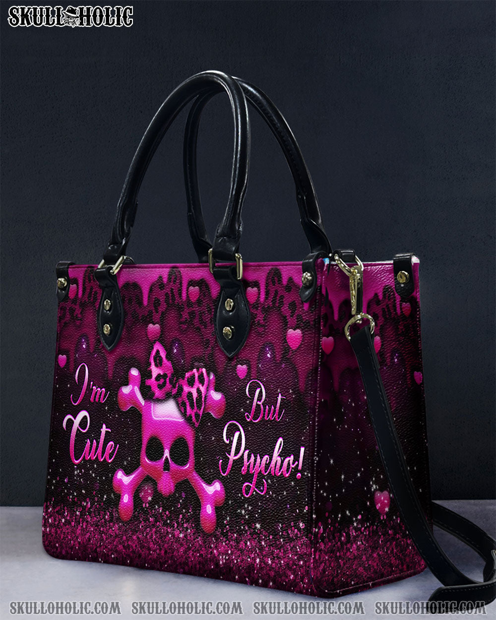 I'M CUTE BUT PSYCHO LEATHER HANDBAG - YHHG0908244