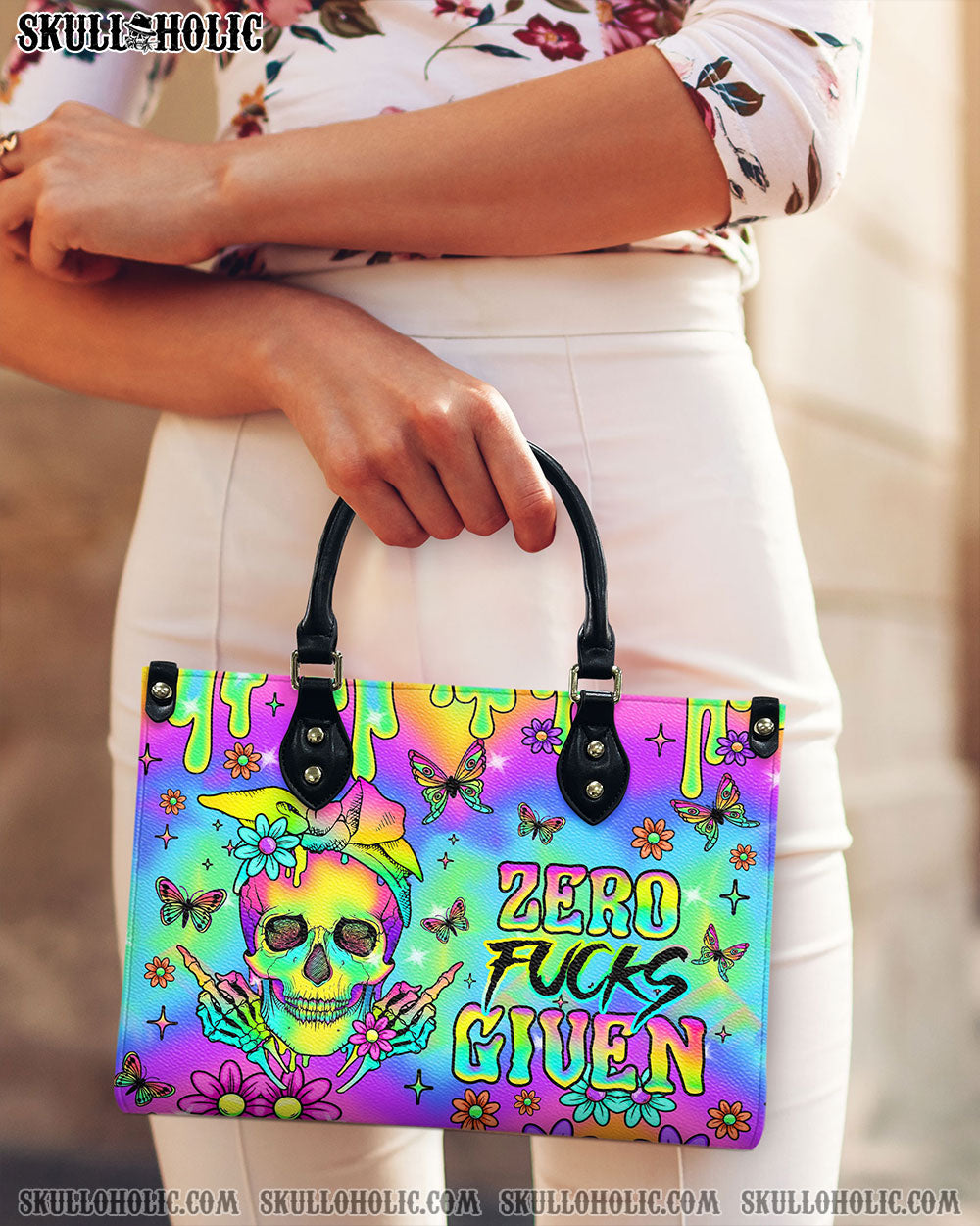 ZERO F GIVEN SKULL TIE DYE LEATHER HANDBAG - TLNO2607244