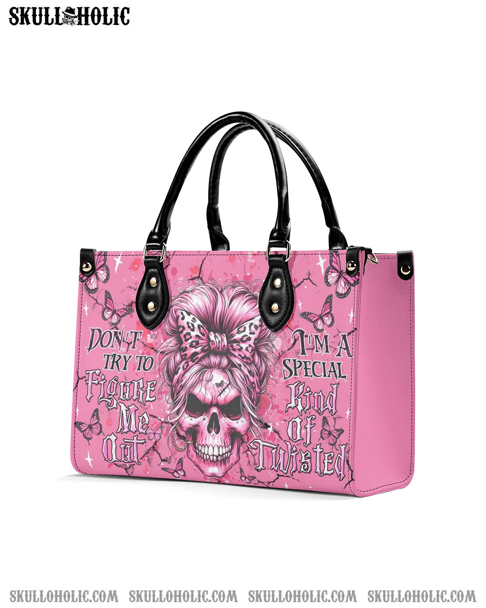 DON'T TRY TO FIGURE ME OUT SKULL LEATHER HANDBAG - YHDU0306245