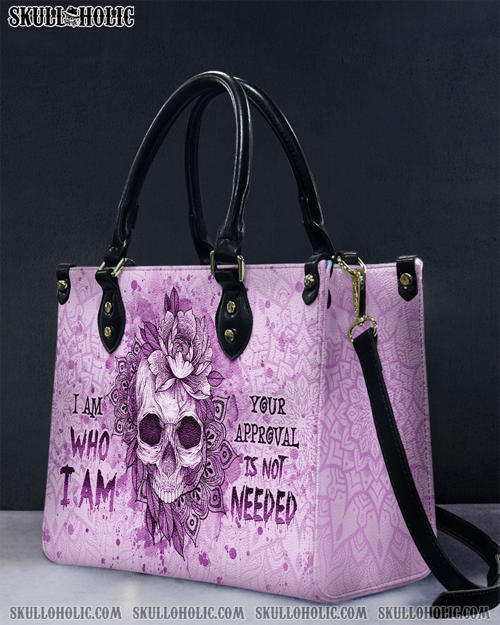 I AM WHO I AM SKULL LEATHER HANDBAG - YHHG1408244