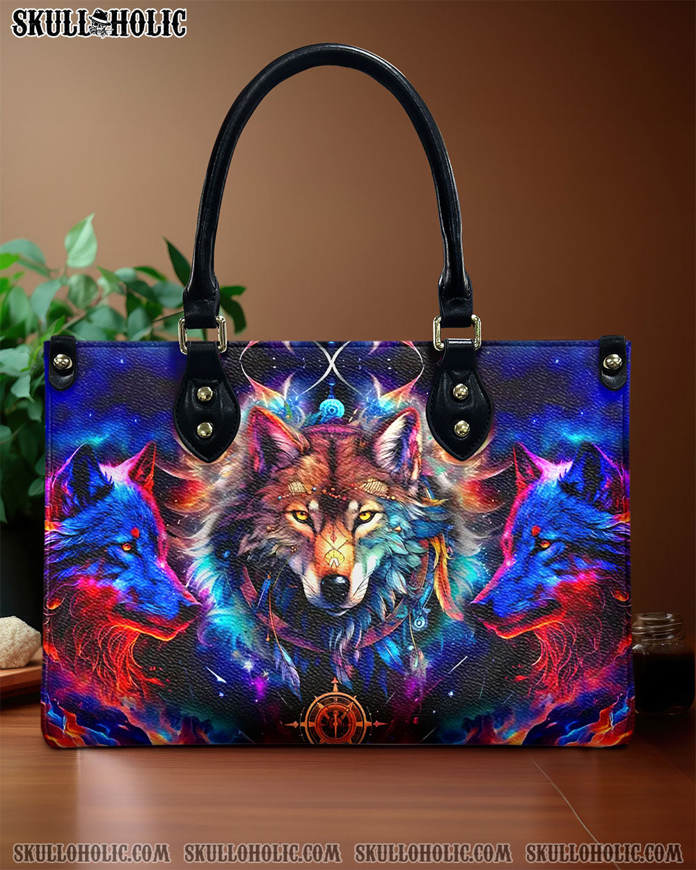 THREE WOLVES LEATHER HANDBAG - YHHG0210244