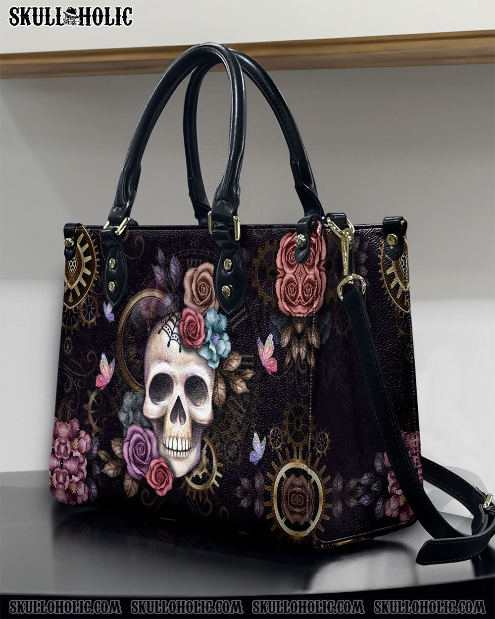 SKULL FLOWER LEATHER HANDBAG - YHDU1308242