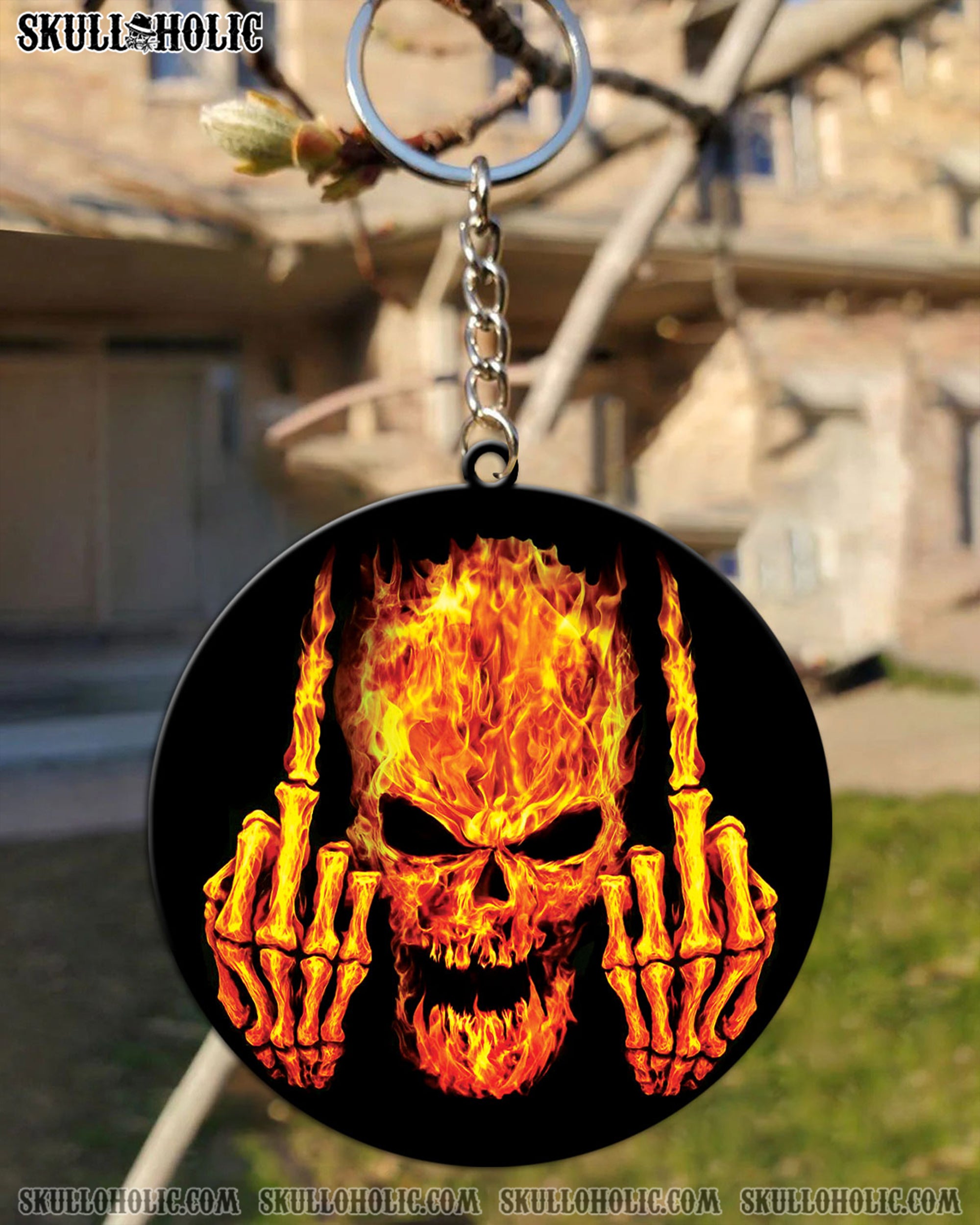 FIRE SKULL ORNAMENT & KEYCHAIN - YHHN1809255