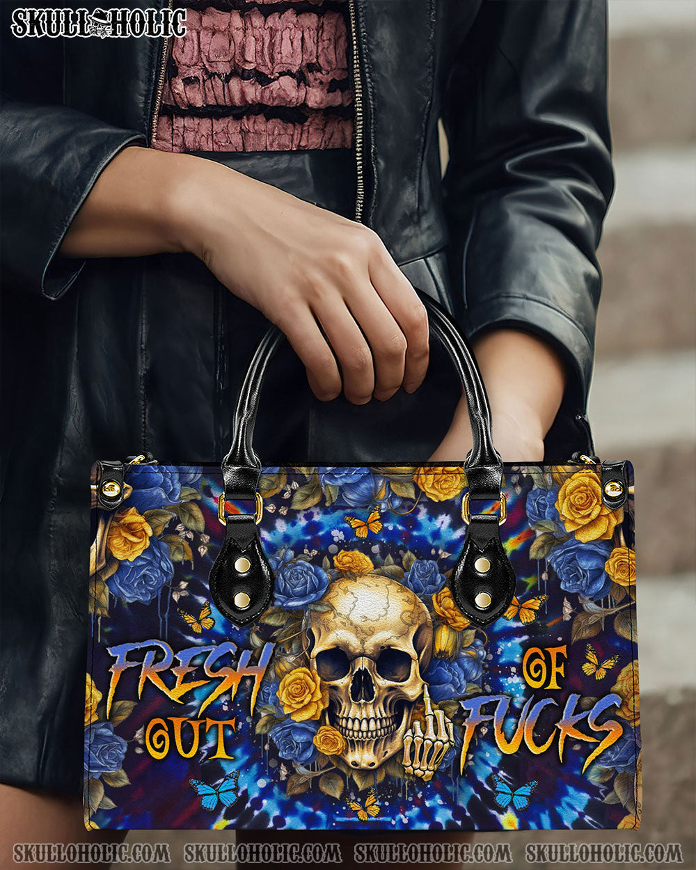 FRESH OUT OF F TIE DYE SKULL LEATHER HANDBAG - TLNO0207245