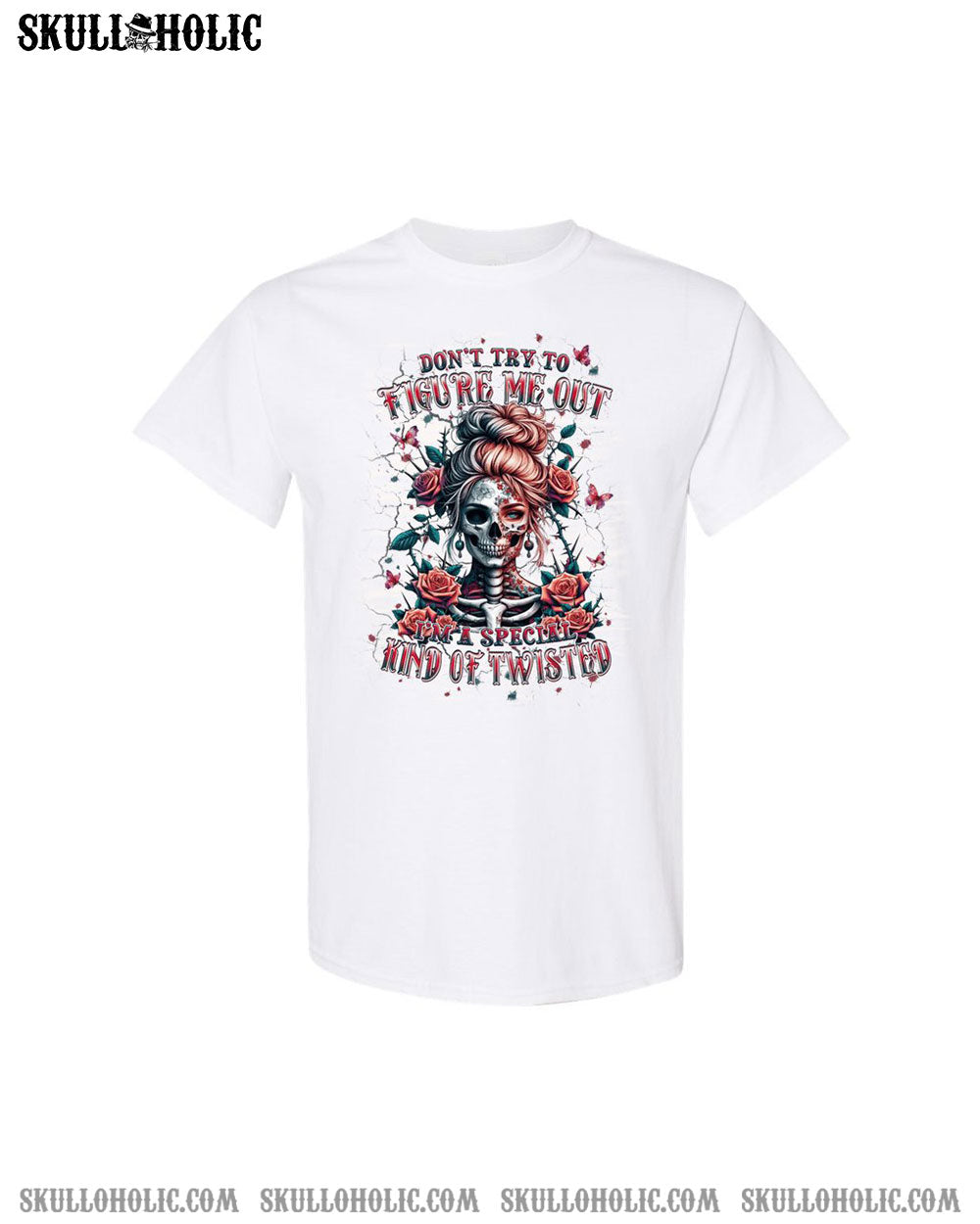 DON'T TRY TO FIGURE ME OUT SKULL LADY COTTON SHIRT - TLPQ2708246