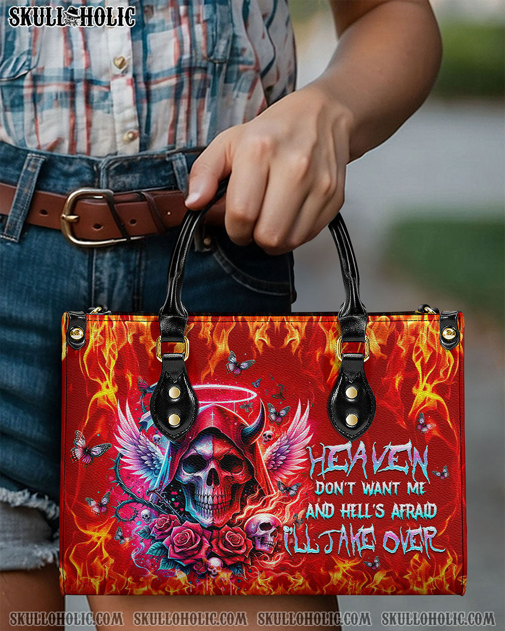 HEAVEN DON'T WANT ME REAPER LEATHER HANDBAG - TLTW0304246