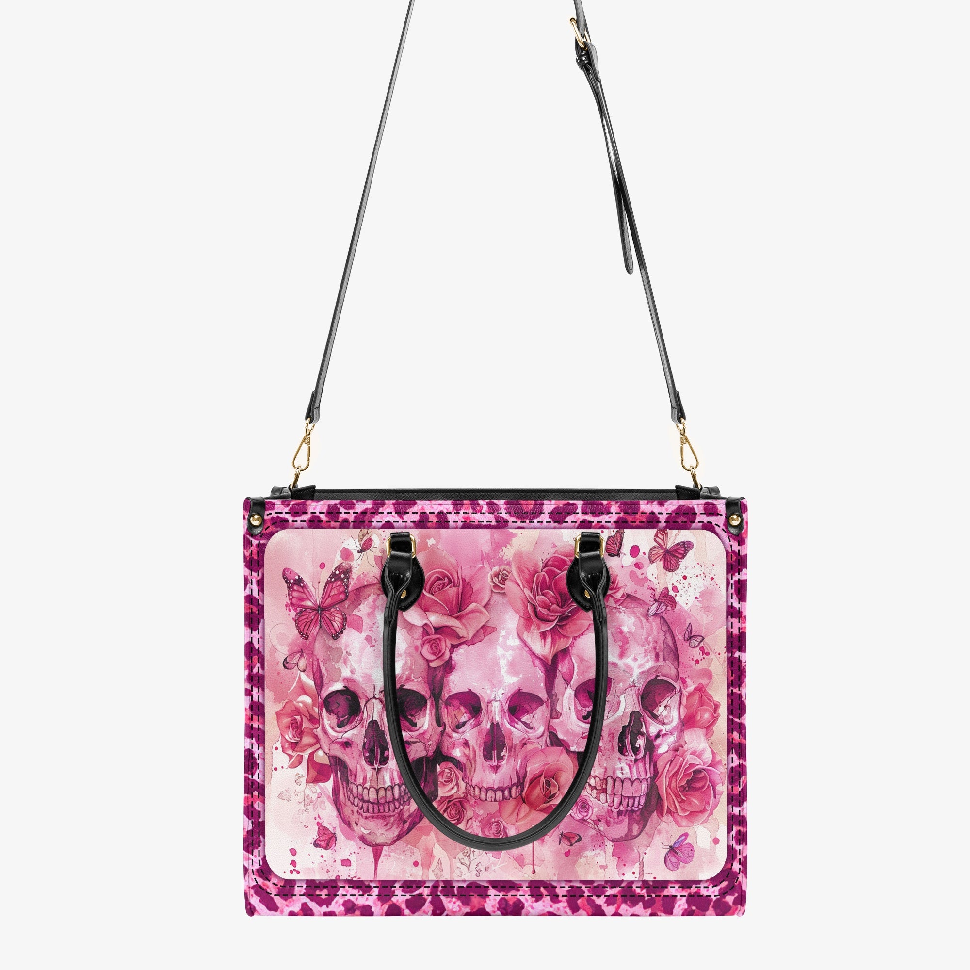 SKULLS FLOWER LEATHER HANDBAG - TYQY0304242