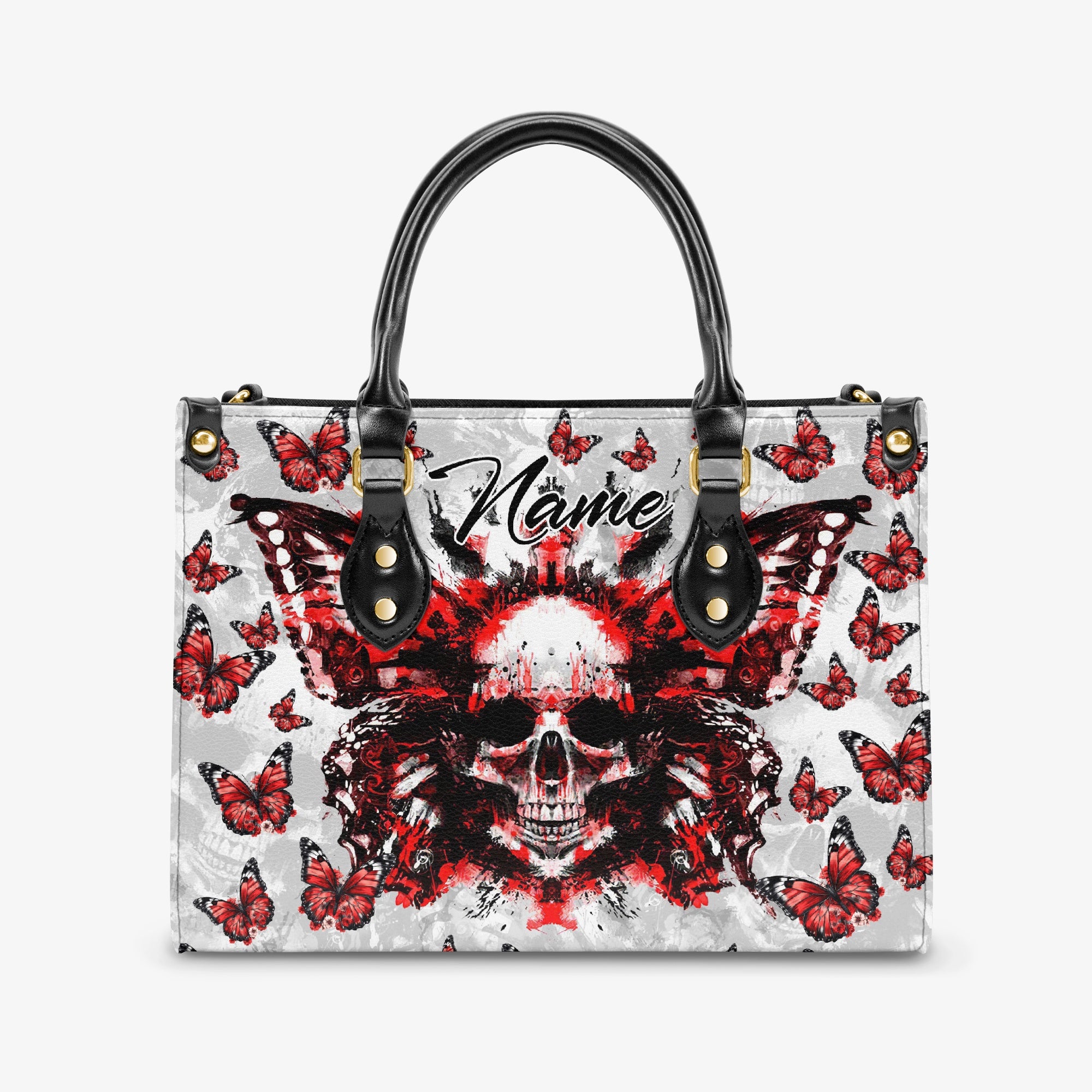 DEMON BUTTERFLY SKULL LEATHER HANDBAG - TYTM0404244