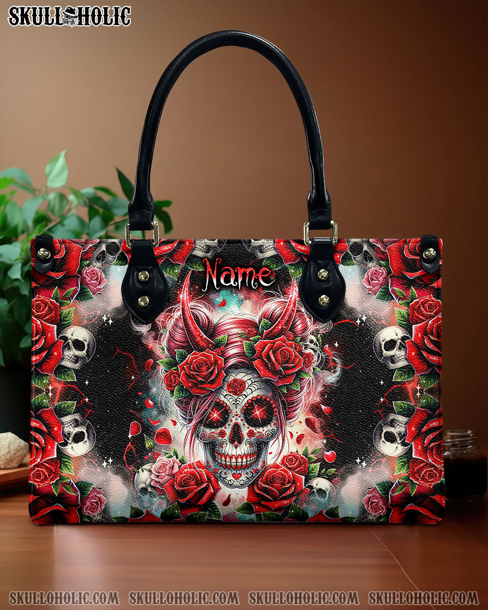 SKULL ROSES LEATHER HANDBAG - TYQY0304241