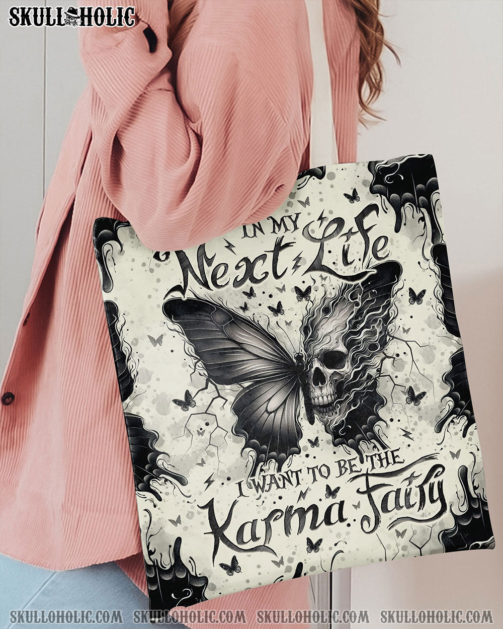 KARMA FAIRY SKULL BUTTERFLY TOTE BAG - TLNO2308248