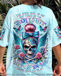 THE GOOD GIRL IN ME MESSY BUN SKULL ALL OVER PRINT - TLNT0705241