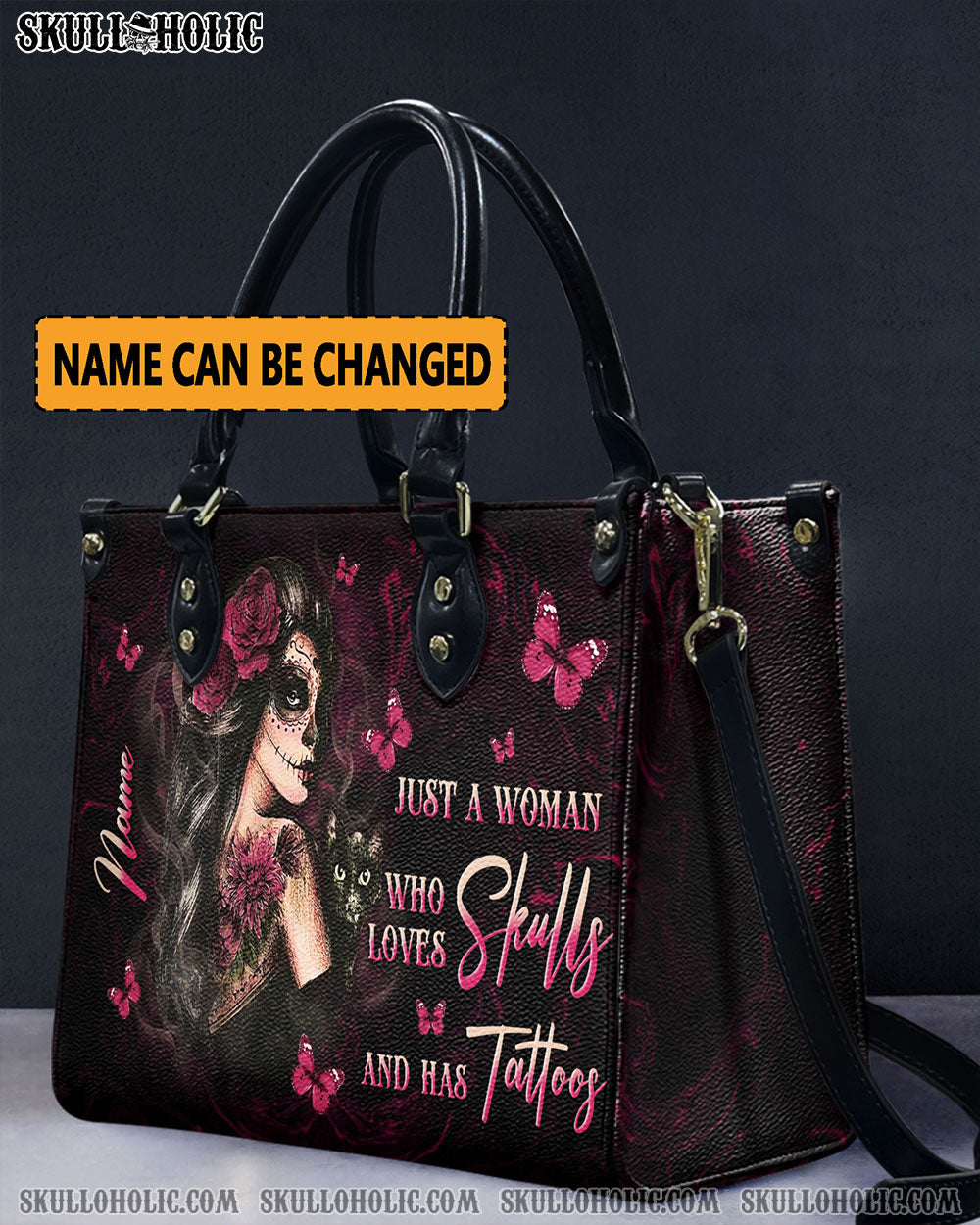 JUST A WOMAN WHO LOVES SKULLS LEATHER HANDBAG - YHLN1410244