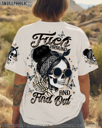 F AROUND AND FIND OUT SKULL MESSY BUN ALL OVER PRINT   - TLTW1306251