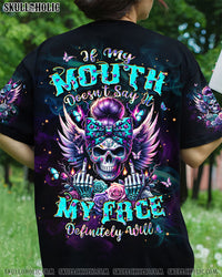 IF MY MOUTH DOESN'T SAY IT SKULL MESSY BUN ALL OVER PRINT - TLPQ0405243