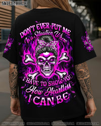 HOW HEARTLESS I CAN BE SKULL MESSY BUN ALL OVER PRINT - YHLT1711251