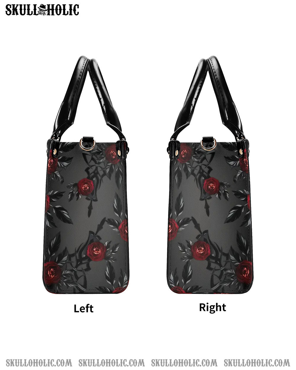 DARK SKULL ROSE LEATHER HANDBAG - YHLN0407244