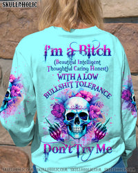 I'M A B DON'T TRY ME FLORAL SKULL ALL OVER PRINT - TLTW2512234