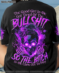THE GOOD GIRL IN ME MESSY BUN PURPLE ALL OVER PRINT - TYQY1503241