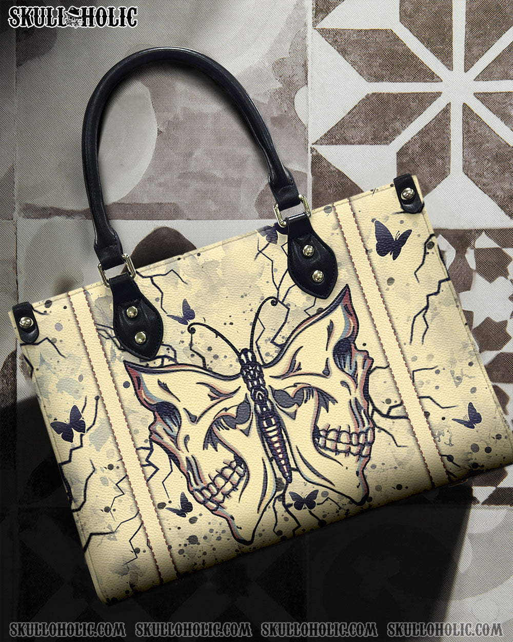 SKULL BUTTERFLY LEATHER HANDBAG - YHHN0711244