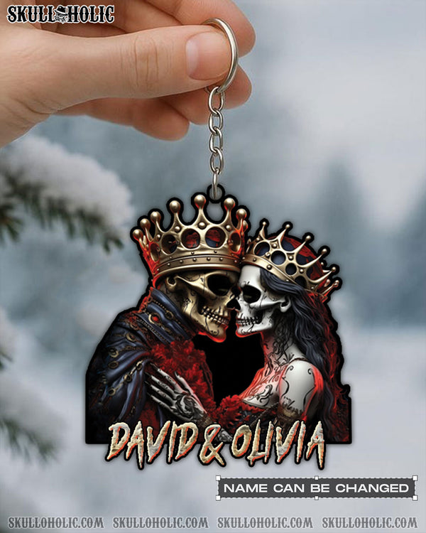 SKULL KING AND QUEEN COUPLE ORNAMENT & KEYCHAIN - YHLN2608254