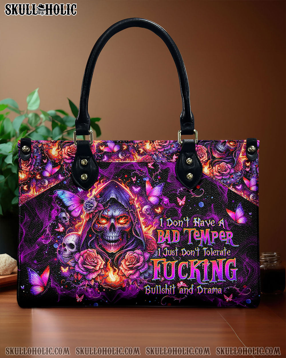 I DON'T HAVE A BAD TEMPER REAPER LEATHER HANDBAG - TLTW0404242