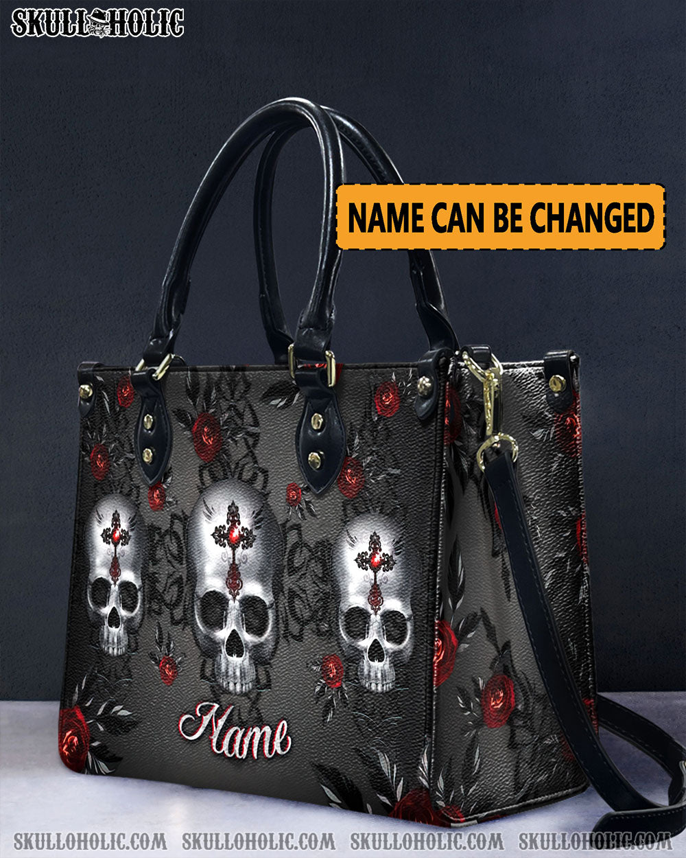 DARK SKULL ROSE LEATHER HANDBAG - YHLN0407244