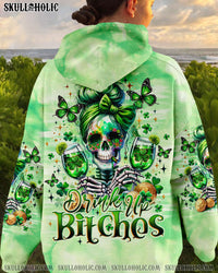 DRINK UP B MESSY BUN SKULL PATRICK'S DAY ALL OVER PRINT - TLNO1901241