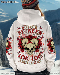 STUCK BETWEEN IDK IDC AND IDGAF SKULL ROSE ALL OVER PRINT  - TLNZ0911245