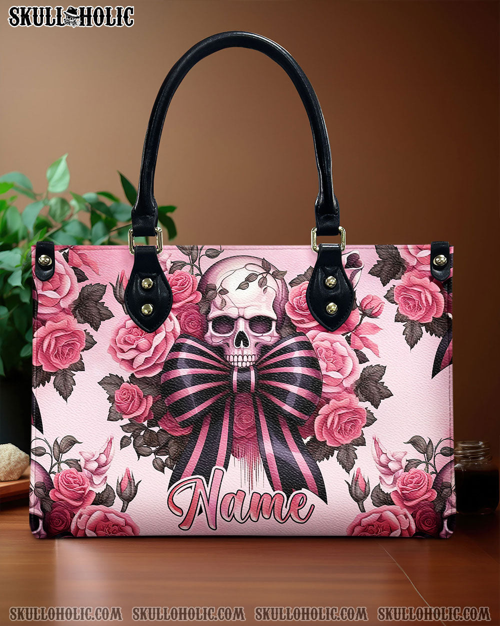 SKULL ROSE LEATHER HANDBAG - TLNZ0508244