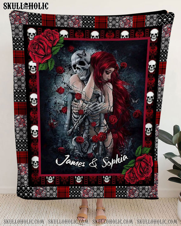 PERSONALIZED SKULL COUPLE FLEECE BLANKET - YHLN1301254