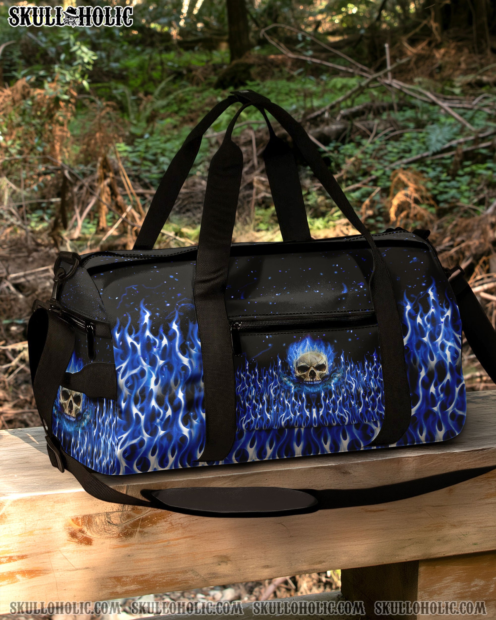 BLUE FIRE SKULL TRAVEL BAG - YHHG1208254