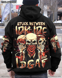 STUCK BETWEEN IDK IDC AND IDGAF SKULL ALL OVER PRINT - YHDU2711243