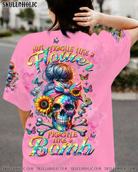 FRAGILE LIKE A BOMB TIE DYE MESSY BUN SKULL ALL OVER PRINT - TLTW0611231