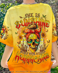 SHE IS SUNSHINE MESSY BUN SKULL ALL OVER PRINT - TYQY2207241