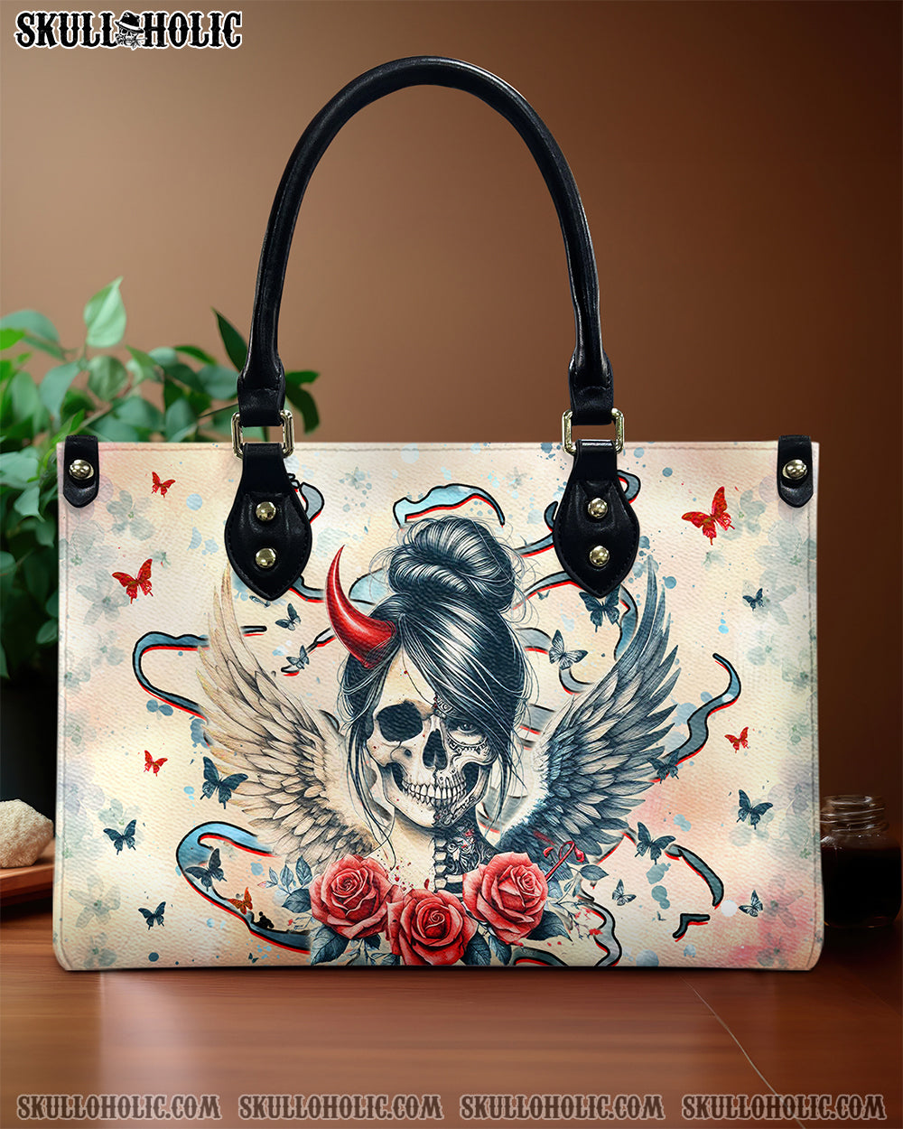 SKULL LADY EVIL LEATHER HANDBAG - YHHG1309244